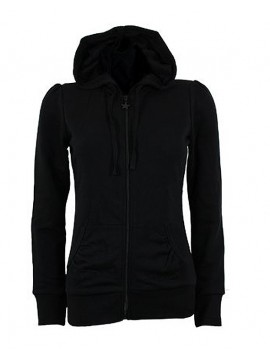 B&C Collection Black Ladies Full zip Wonder Hoodie Top