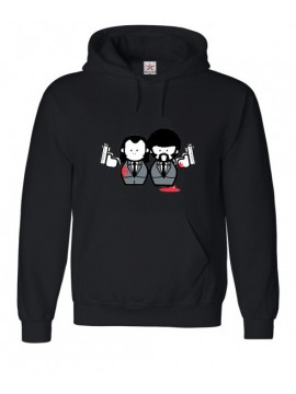 Black Retro Hoodie with Cartoon Pulp Fiction 