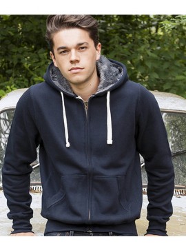 AWD Jet Black Fur Lined Chunky heavy duty Zip Up Zoodie