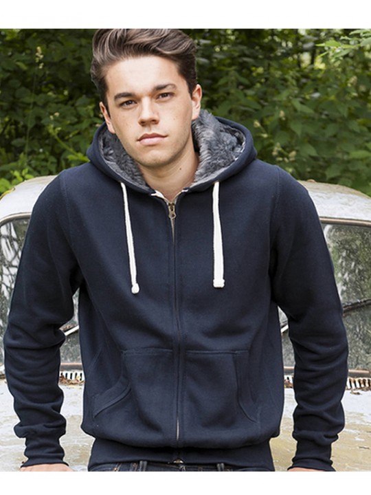 AWD Jet Black Fur Lined Chunky heavy duty Zip Up Zoodie