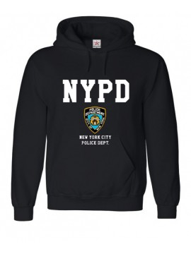"NYPD" Printed Text & Logo Hooded Sweat In Black