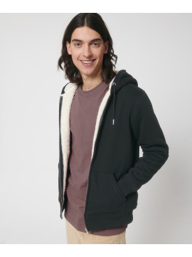SX222 Unisex Sherpa Lined Zip-Through Hoodie Sweatshirt