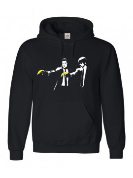 Pulp Fiction With Banana Gun Logo On Black Hoodie